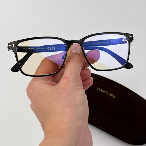 Tom Ford Men’s Eyeglasses – Black & Rose Gold | Blue Light Blocking | FT5733-B 0 - Picture 1 of 9